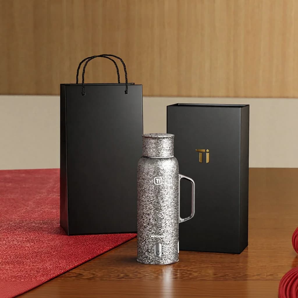Titāna sildāma termo krūze ar rokturi 680ml dāvanu kastē