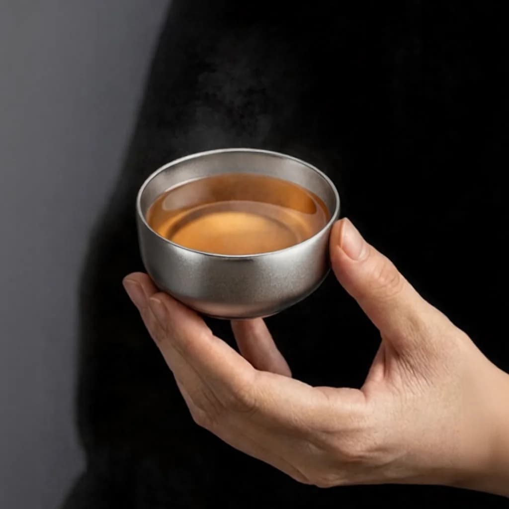 Tīra titāna Gongfu tējas tasīšu komplekts 55ml, roku darbs, gluda apdare