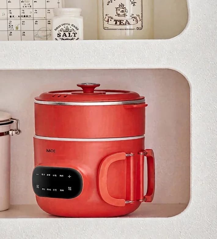 Mini elektriskā gatavošanas panna 2L ar nepiedegošu keramikas iekšpusi un tvaicētāju