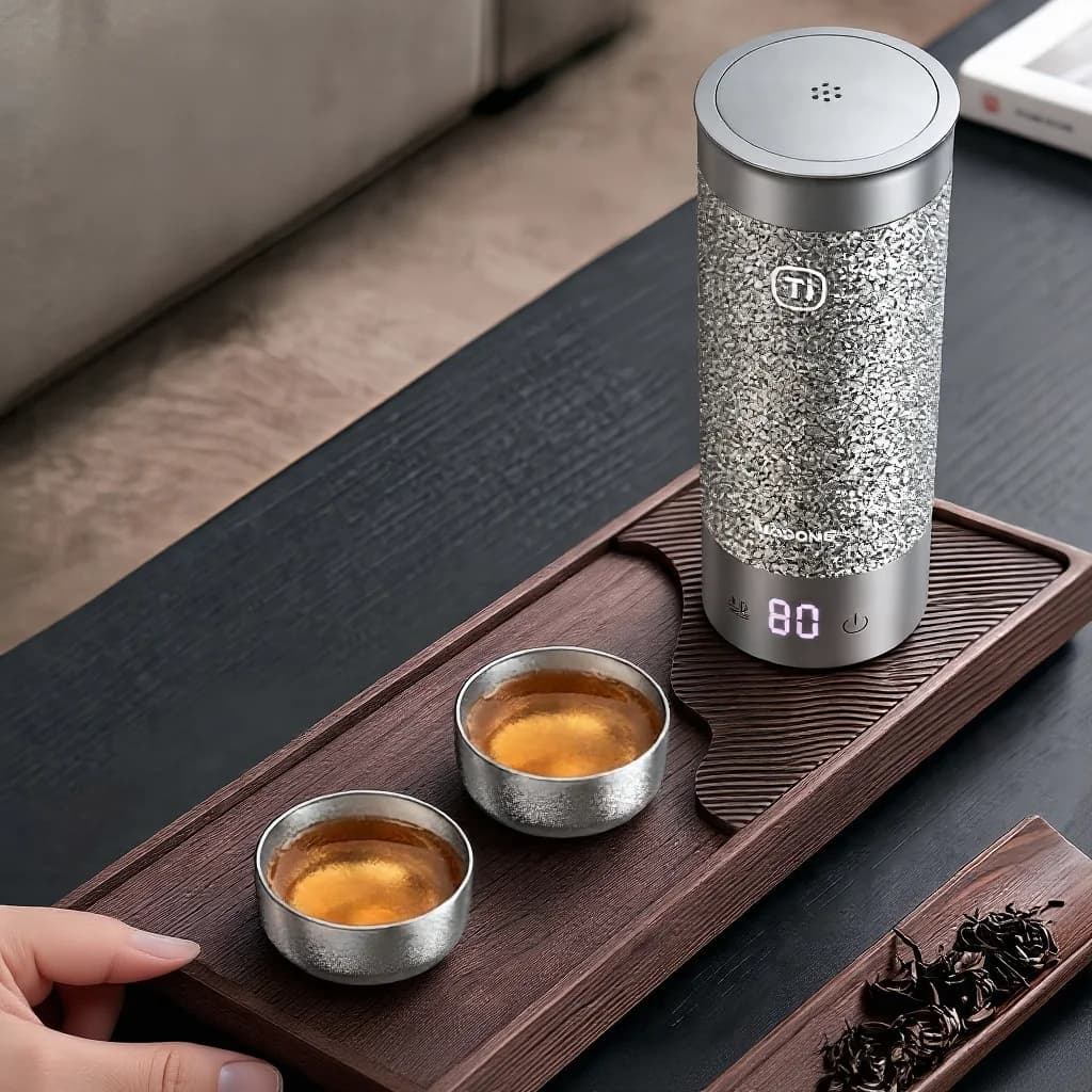 Tīra titāna Gongfu tējas krūžu komplekts 55ml, rokām darināts, vienkāršs apdare