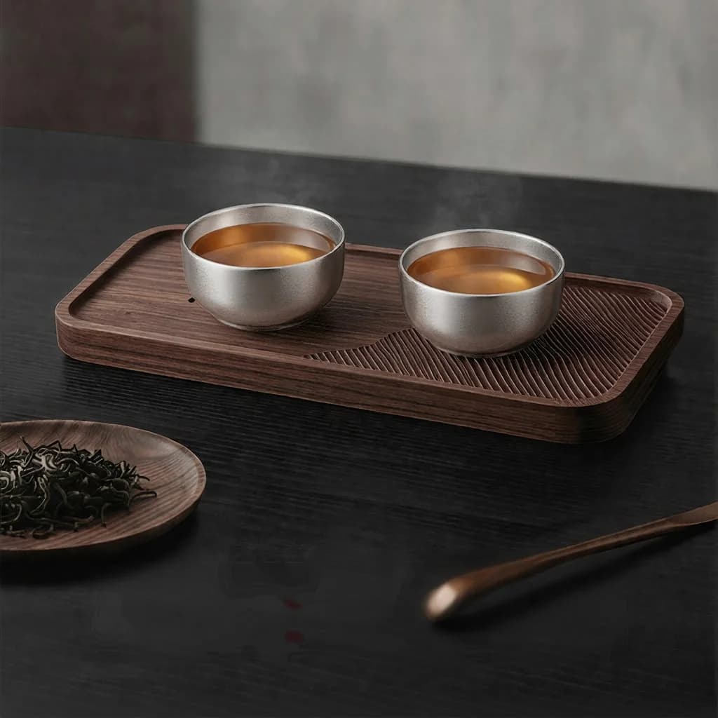 Tīra titāna Gongfu tējas krūžu komplekts 55ml, rokām darināts, vienkāršs apdare