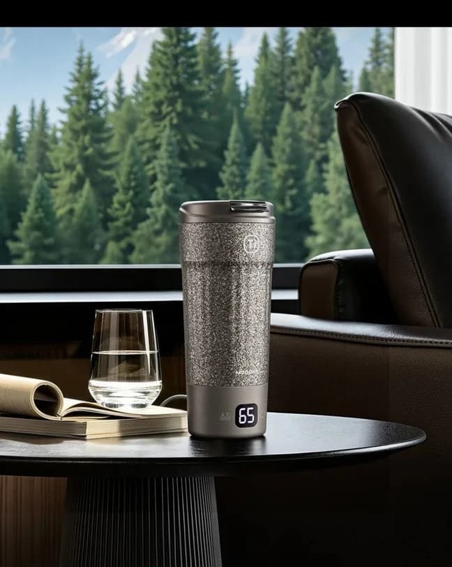 Titāna elektriskā ceļojumu krūze 400ml ar temperatūras displeju