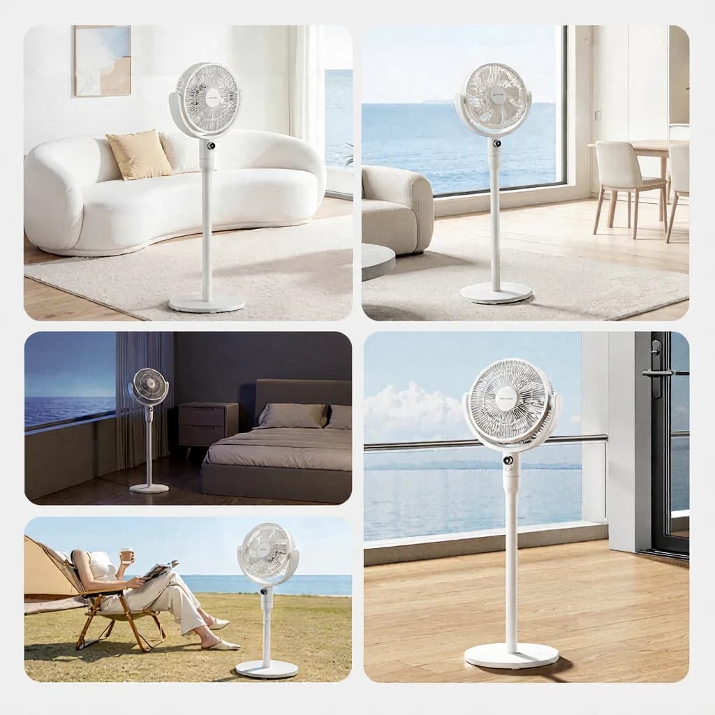 Galda ventilators gaisa cirkulācijai ar balss vadību un oscilāciju