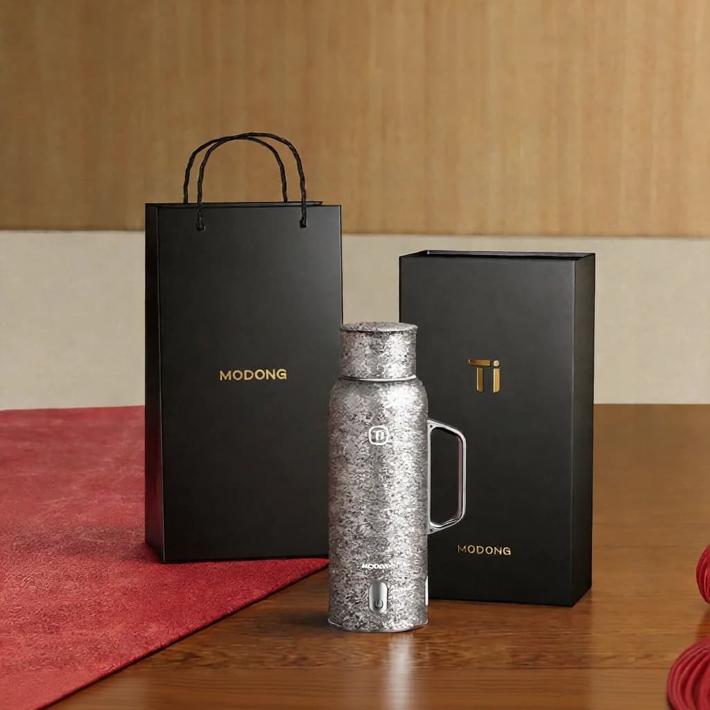 Titāna sildāma termo krūze ar rokturi 680ml dāvanu kastē