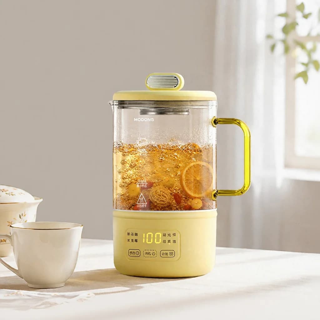 Stikla elektriskais veselības katls 600 ml 500 W ar siltuma uzturēšanu un taimeri