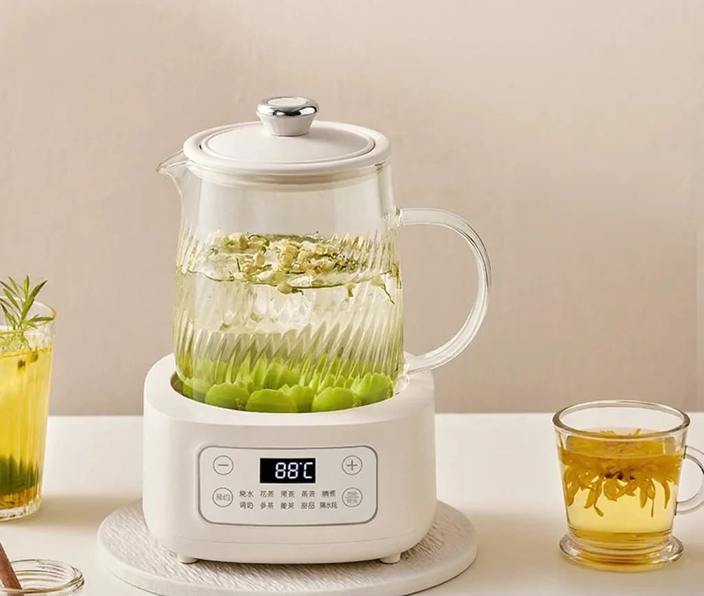 Stikla elektriskais veselības katls 1-1.5L, skārienvadība tējai
