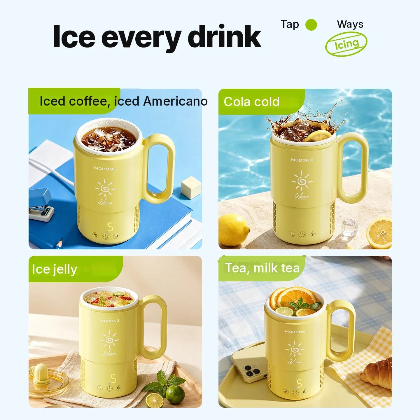 Mini dzesēšanas un sildīšanas krūze 450mL 36W skārienvadība