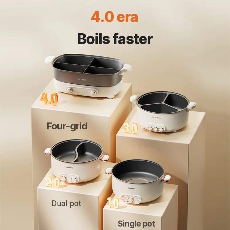 Elektriskais karstais katls 7L ar sadalījumu vai četrām nodalījumu daļām, 220V, sadalīts katls