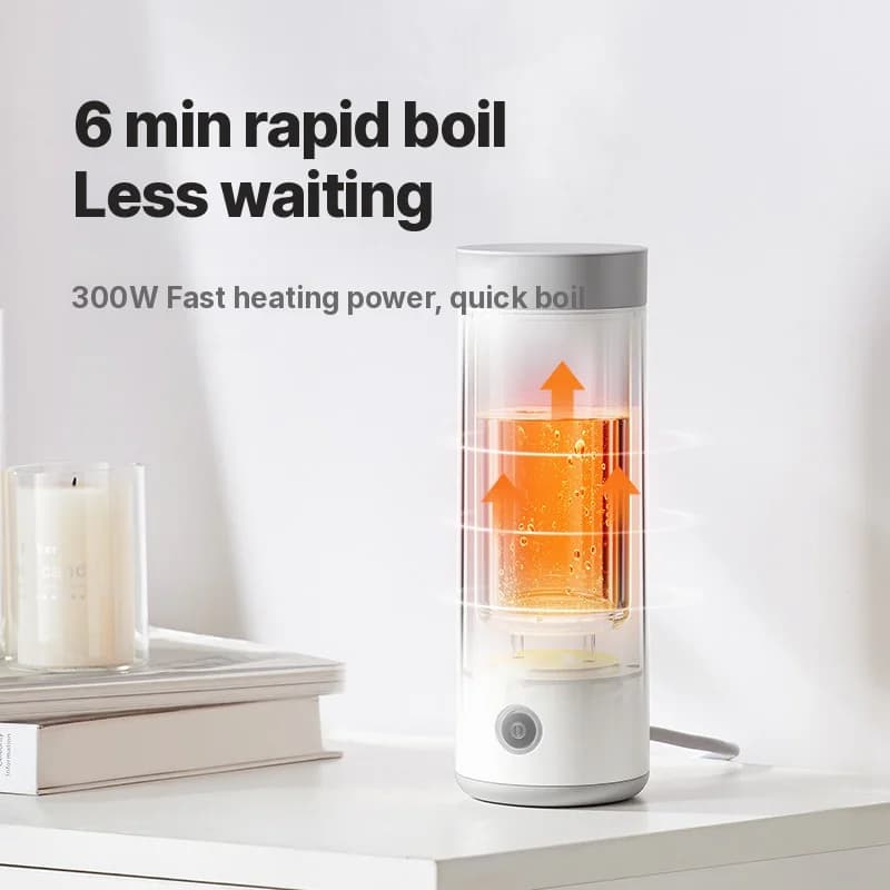 Pārnēsājama elektriskā sildāmā ūdens krūze ar 304 iekšējo trauku, 300ml