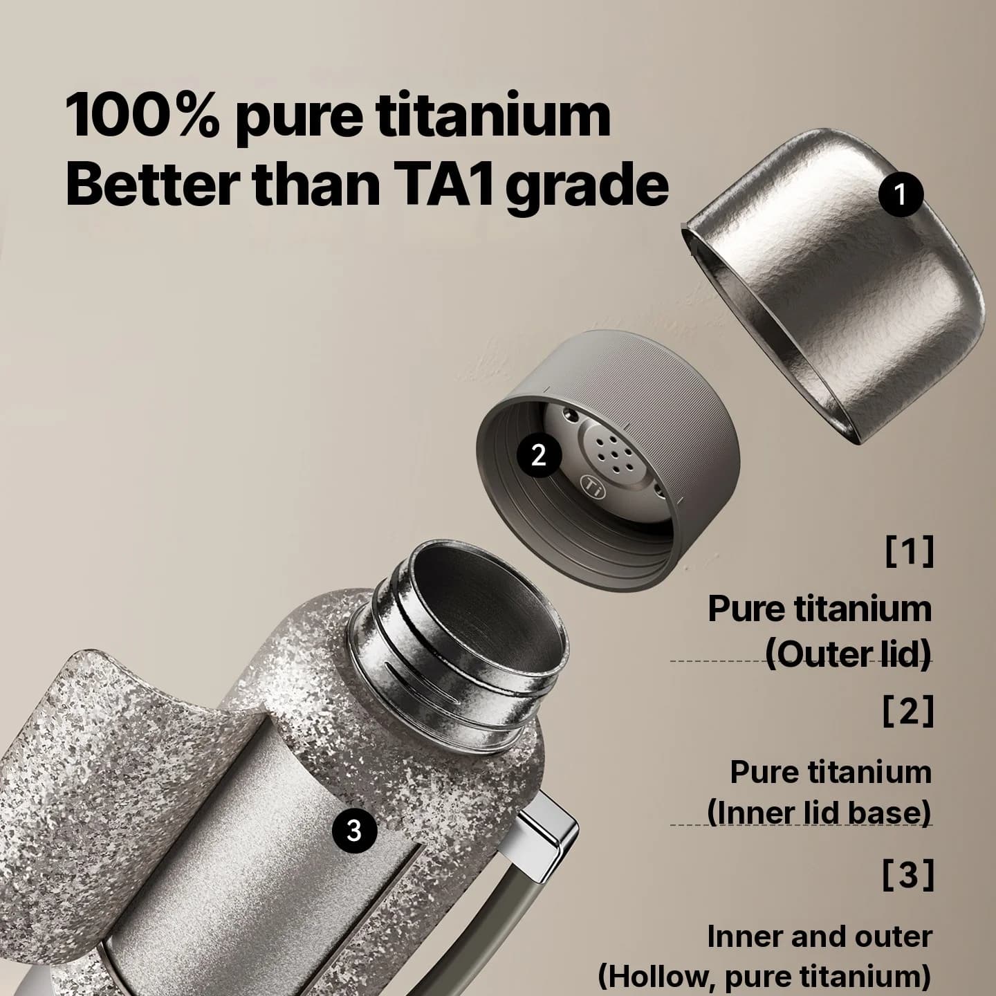 Tīra titāna elektriskā sildkrūze ar siltumizolāciju 1200 ml