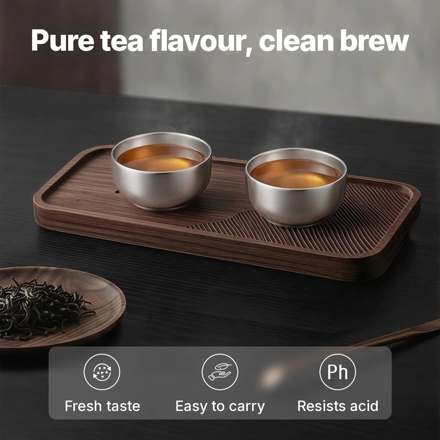 Tīra titāna Gongfu tējas krūzīšu komplekts 55ml, roku darbs, gluda apdare