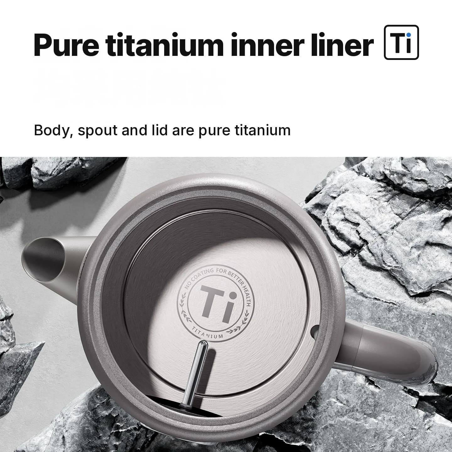Tīra titāna elektriskā tējkanna 1.8L ar temperatūras displeju