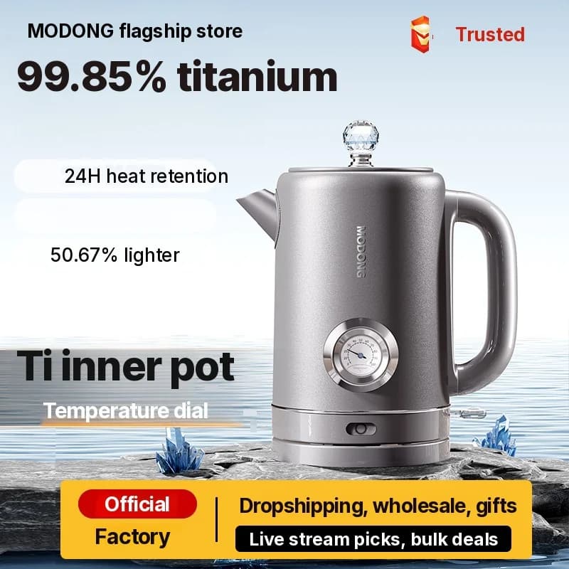 Tīra titāna elektriskā tējkanna 1.8L ar temperatūras displeju