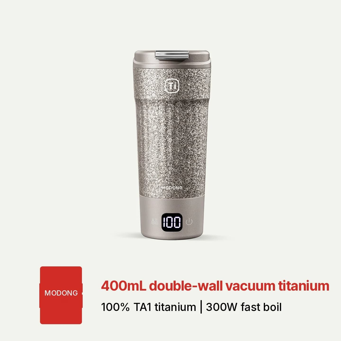 Pārnēsājama titāna elektriskā sildkrūze 400ml temperatūras displejs