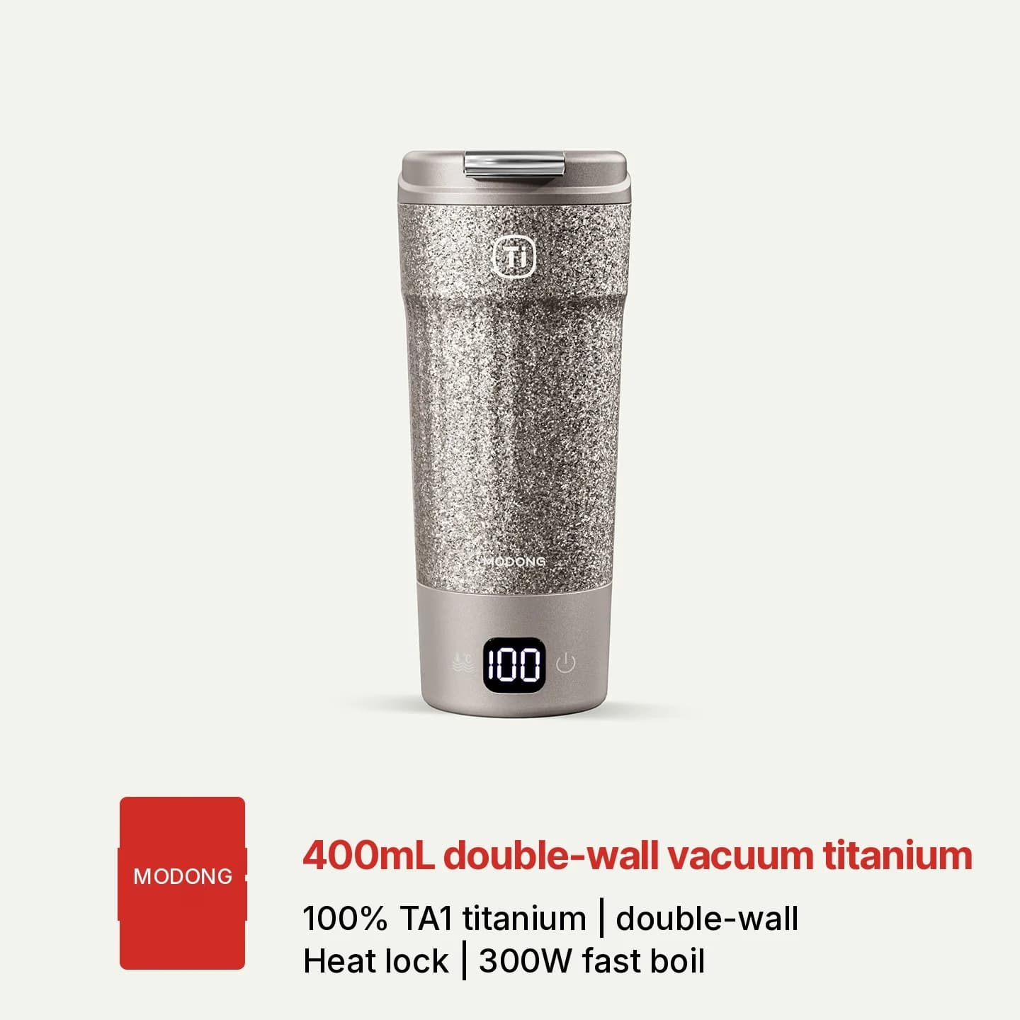 Titāna elektriskā ceļojumu krūze 400ml ar temperatūras displeju