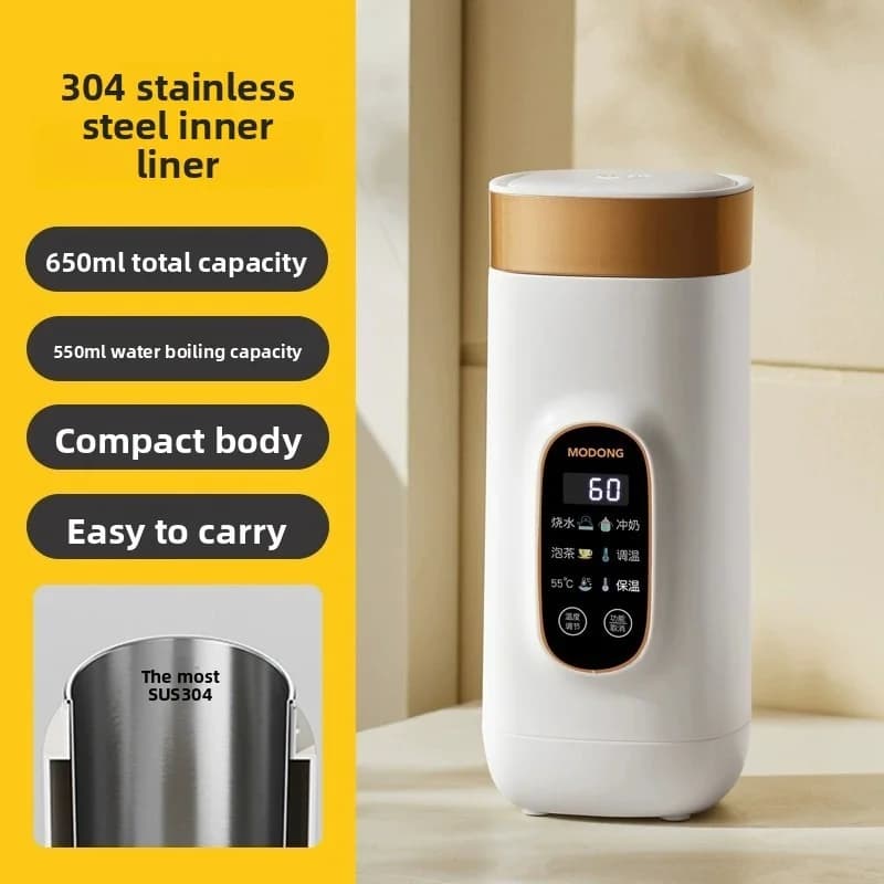 Pārnēsājama elektriskā sildīšanas krūze 650ml ar 304 vai 316 iekšējo slāni