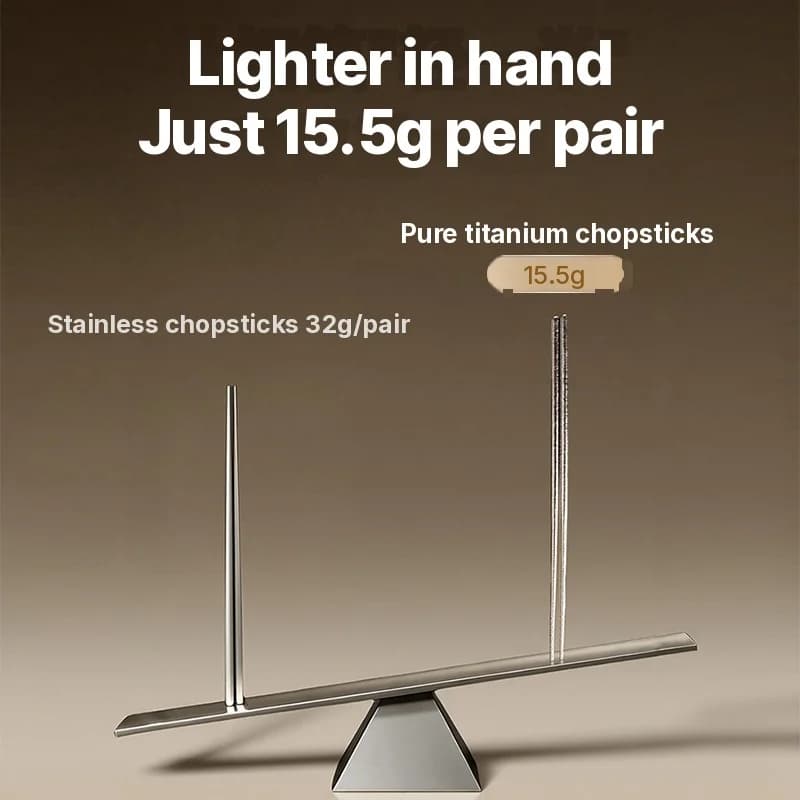 Tīra titāna ēdamo nūjiņu komplekts, 5 pāri, 23cm, spoguļpolējums