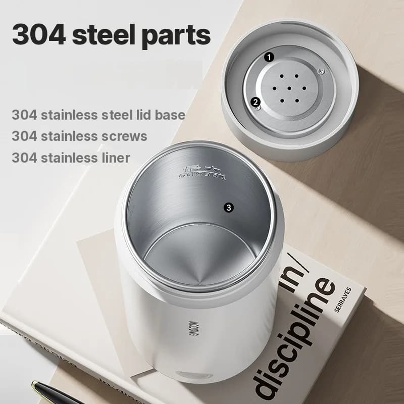 Portatīva elektriskā ūdens sildīšanas krūze, 304 iekšējais slānis, 300 ml