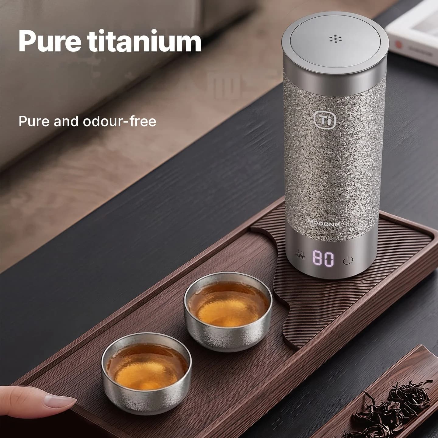 Tīra titāna Gongfu tējas krūzīšu komplekts 55ml, roku darbs, gluda apdare