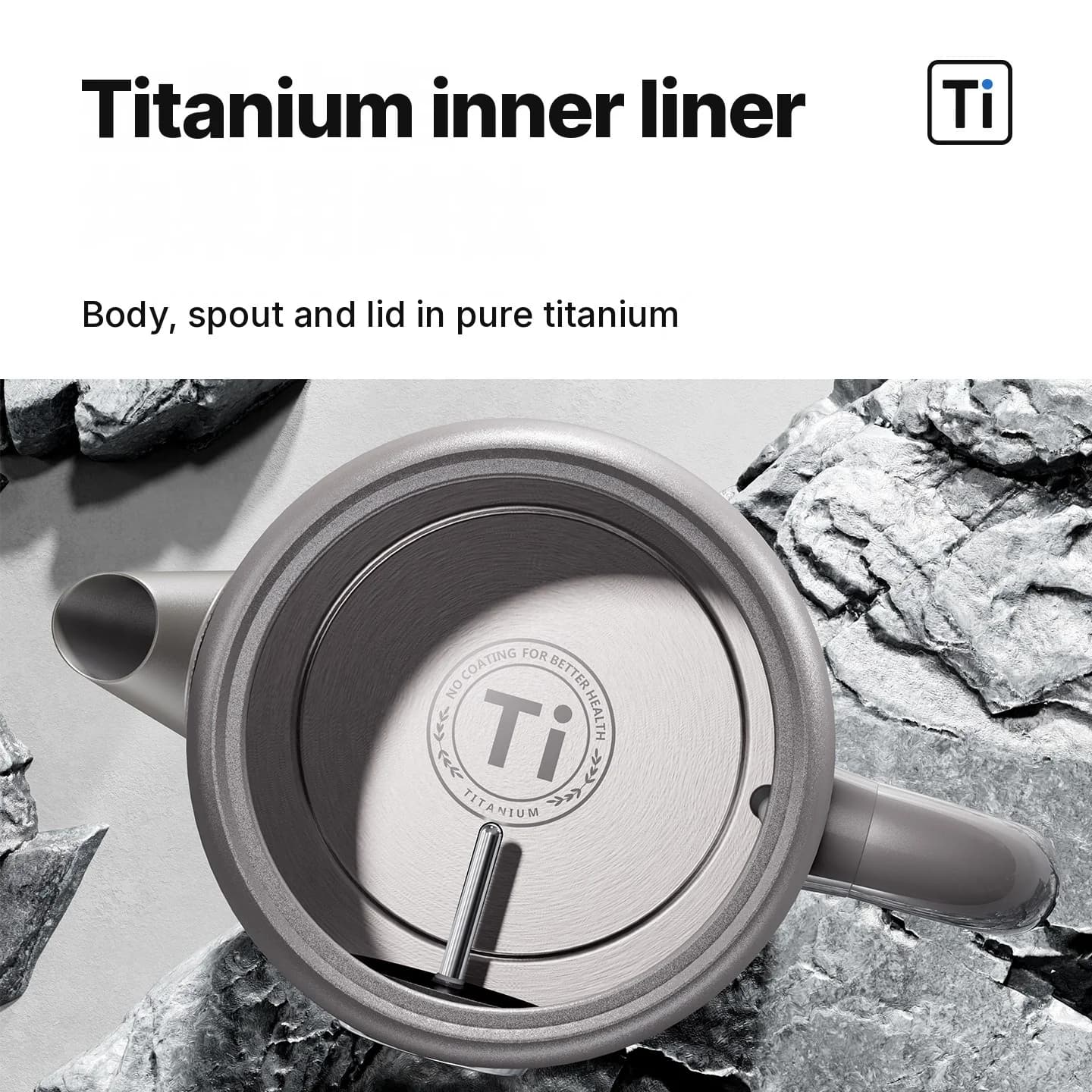 Tīra titāna elektriskā tējkanna 1.8L ar temperatūras displeju