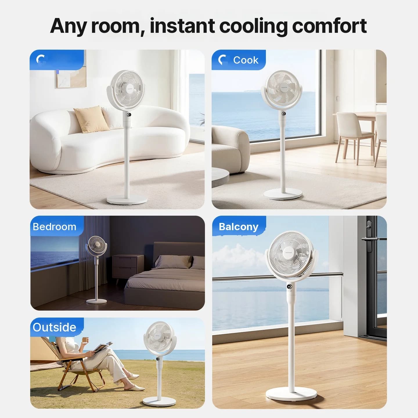 Galda gaisa cirkulācijas ventilators ar balss vadību un svārstīšanos