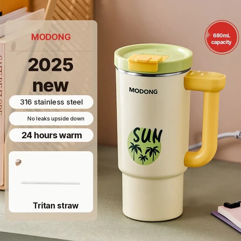 Pārnēsājama elektriskā sildāmā krūze ar 680 ml nerūsējošā tērauda iekšpusi