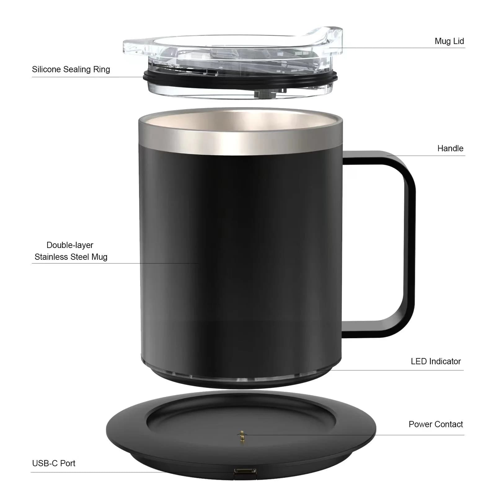 12oz USB apsildāma kafijas krūze
