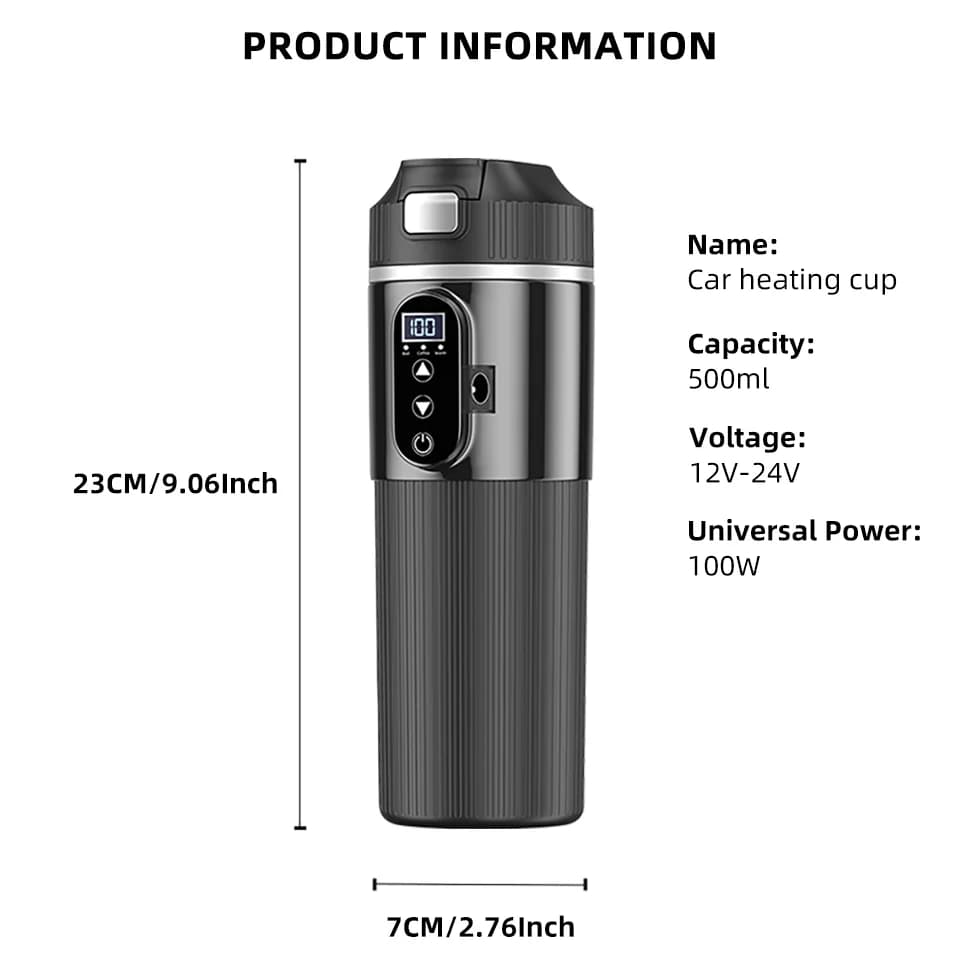 500ml 12V/24V elektriskā sildošā krūze
