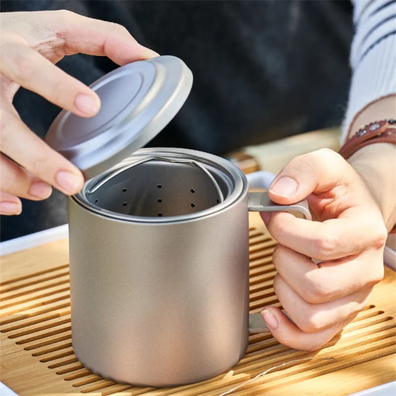450ml tīra titāna tējas sietiņa krūze