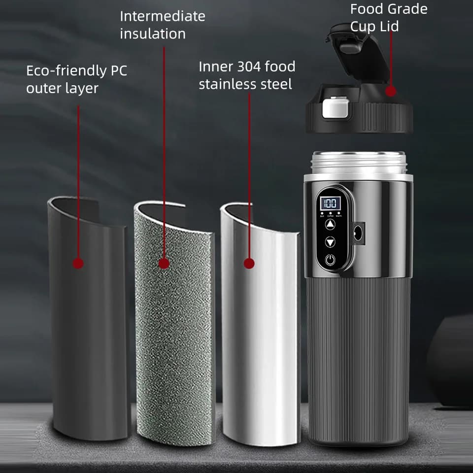 500ml 12V/24V elektriskā sildošā krūze